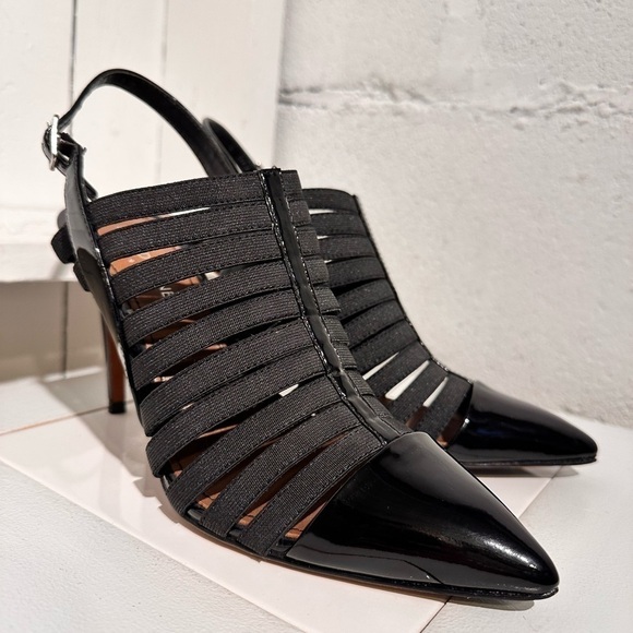 Donald J Pliner Heels Slingback Women's Size 7 Black Pointed Toe Patent Leather - Picture 3 of 11